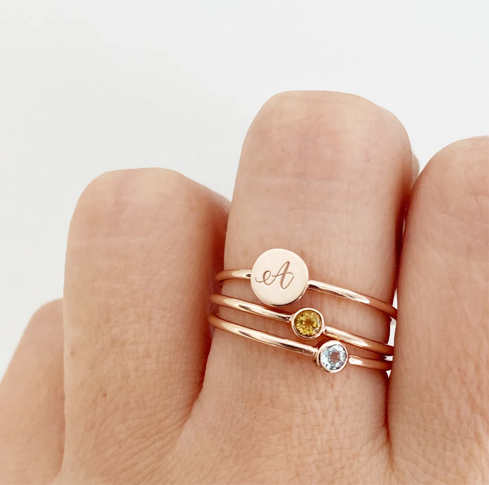 14K Tiny Birthstone Ring