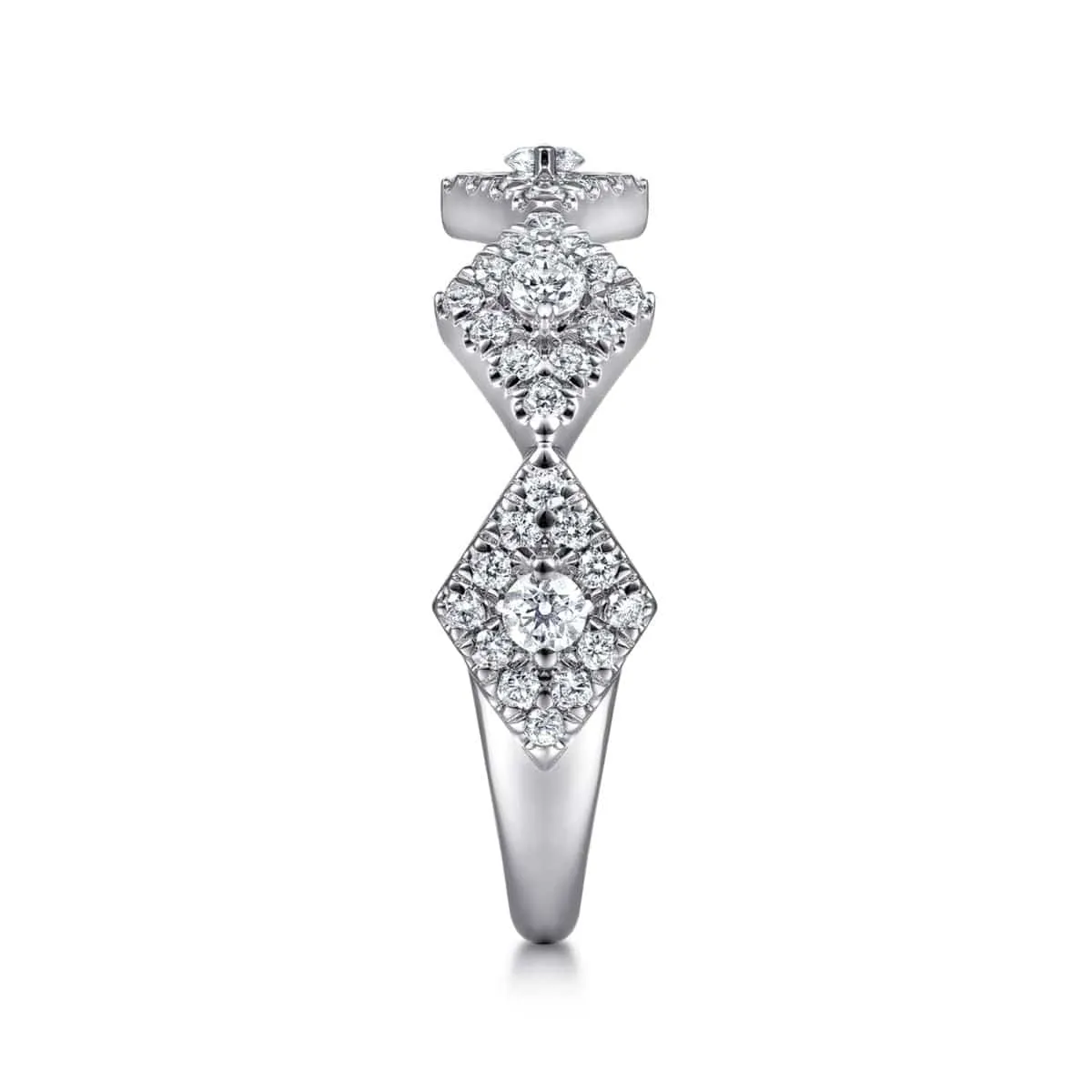 14K White Gold Diamond Station Stackable Ring - LR51683W45JJ