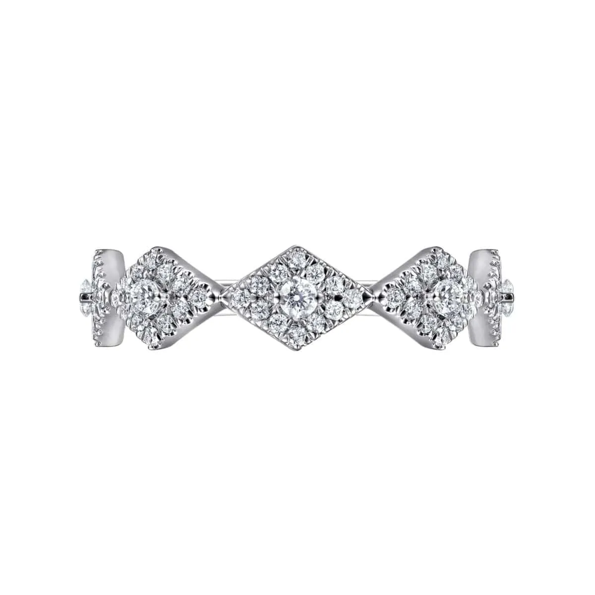 14K White Gold Diamond Station Stackable Ring - LR51683W45JJ