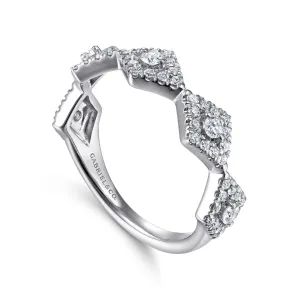14K White Gold Diamond Station Stackable Ring - LR51683W45JJ