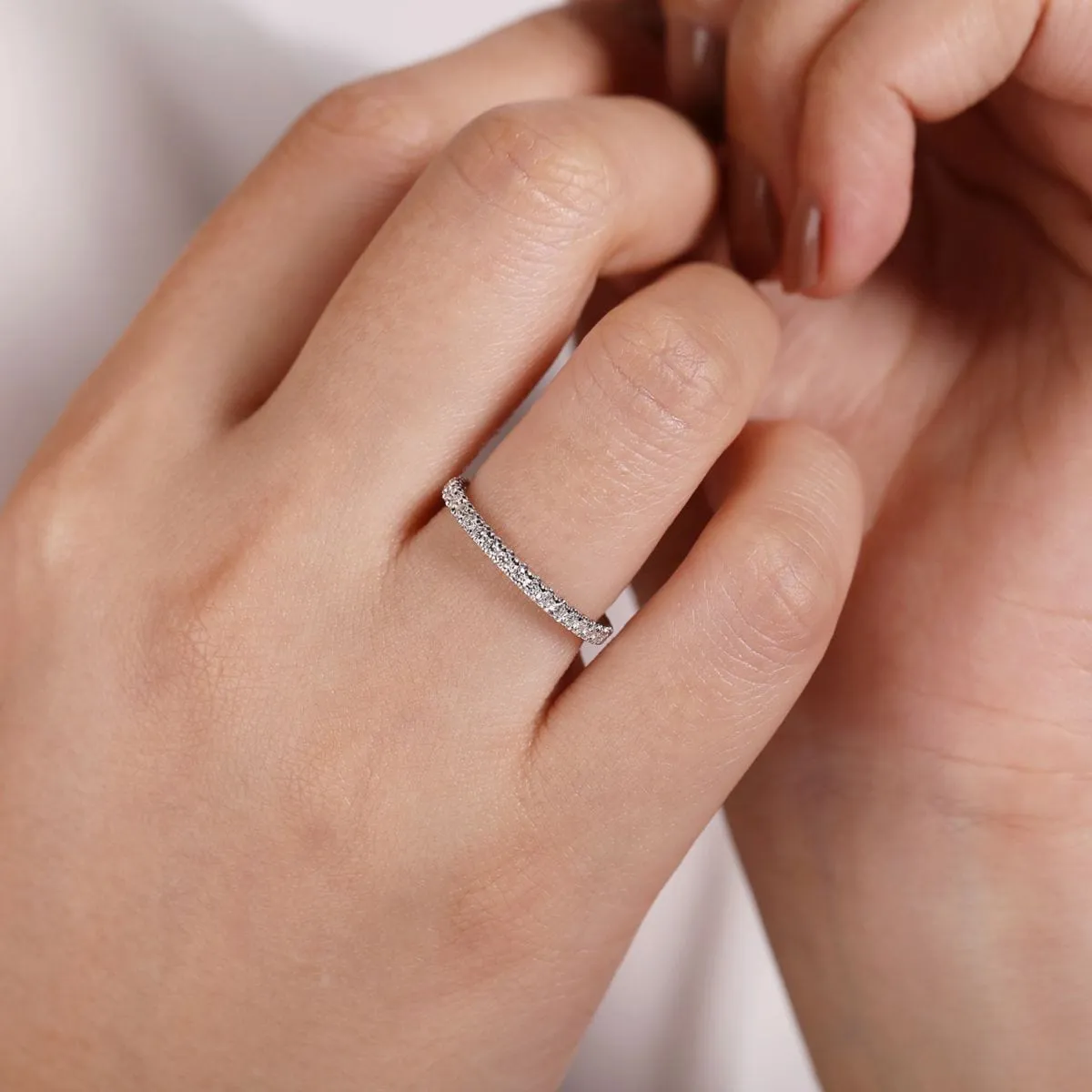 14K White Gold Stackable Diamond Ring - LR50992W45JJ