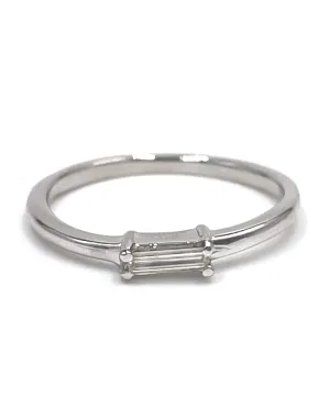 14K White Gold Stackable Ring with Baguette Diamond