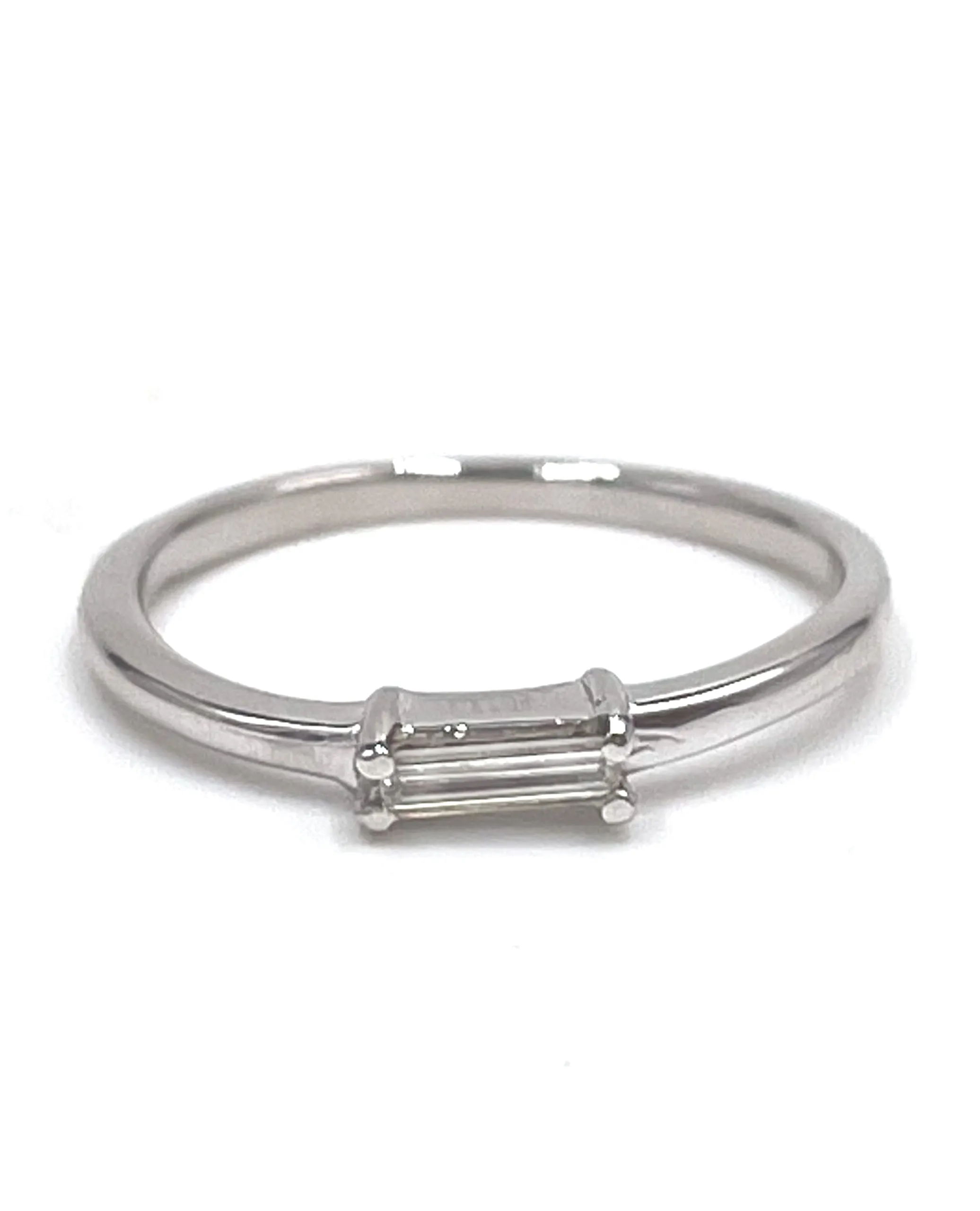 14K White Gold Stackable Ring with Baguette Diamond