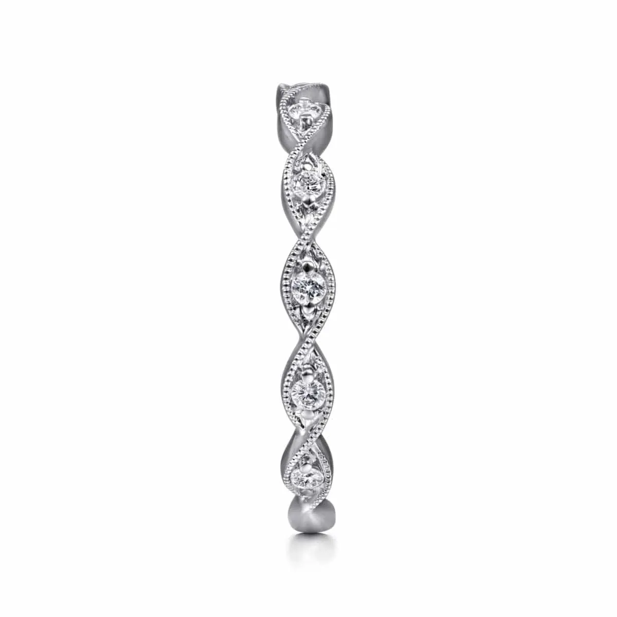 14K White Gold Twisted Diamond Stackable Ring - LR51178W45JJ