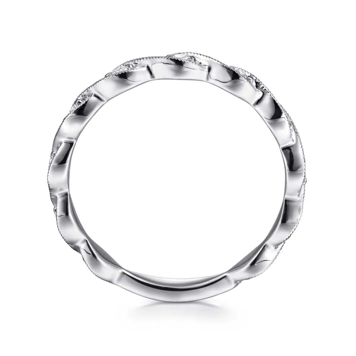 14K White Gold Twisted Diamond Stackable Ring - LR51178W45JJ