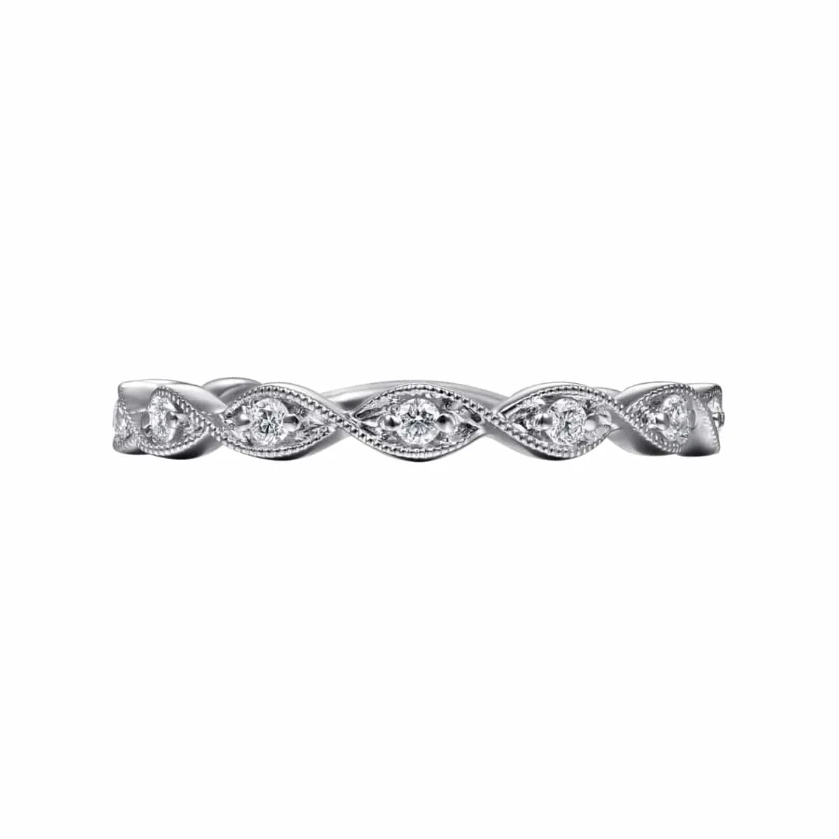 14K White Gold Twisted Diamond Stackable Ring - LR51178W45JJ
