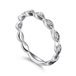 14K White Gold Twisted Diamond Stackable Ring - LR51178W45JJ