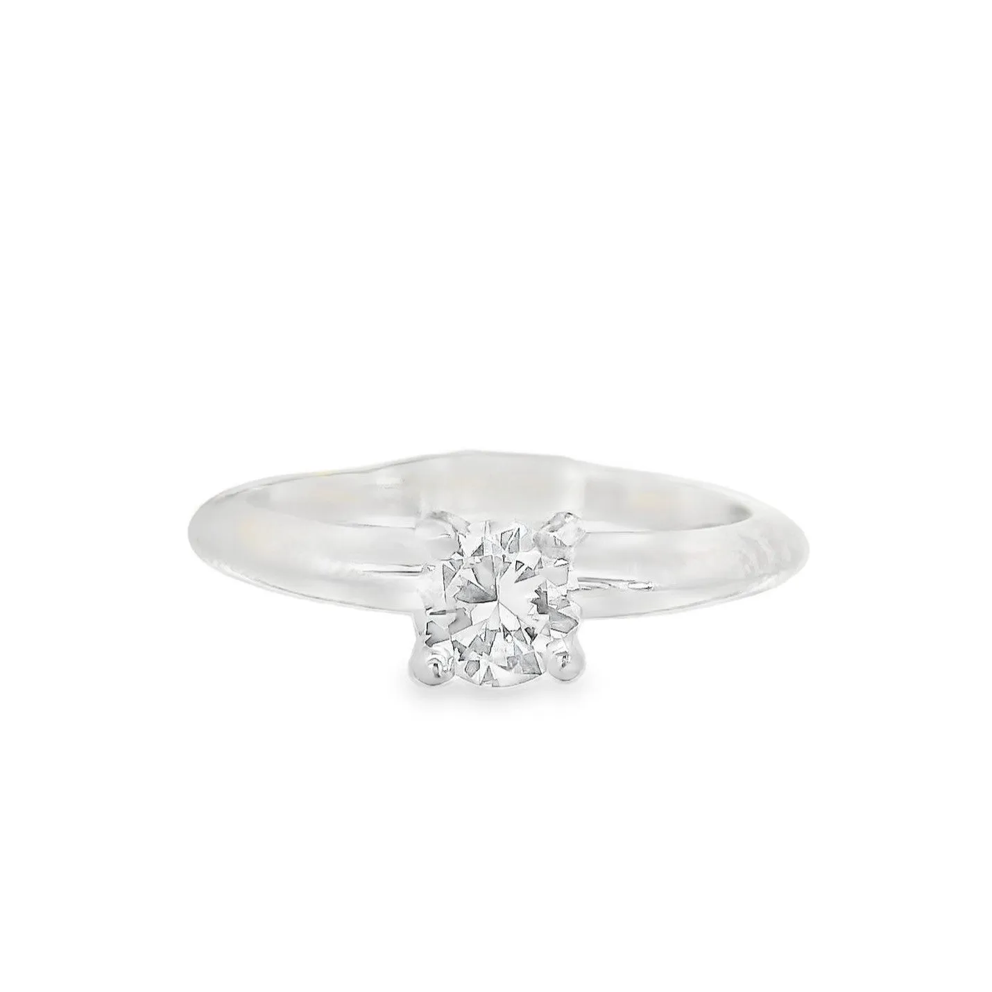 14K White Round Diamond 0.41Ct Solitaire Engagement Ring
