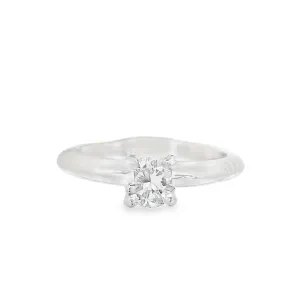 14K White Round Diamond 0.41Ct Solitaire Engagement Ring