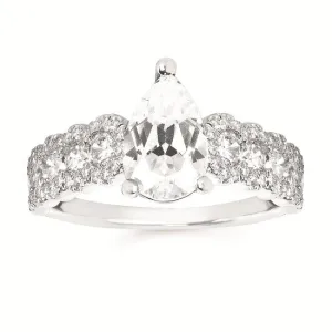 14KT White Gold Diamond Semi-Mount Ring
