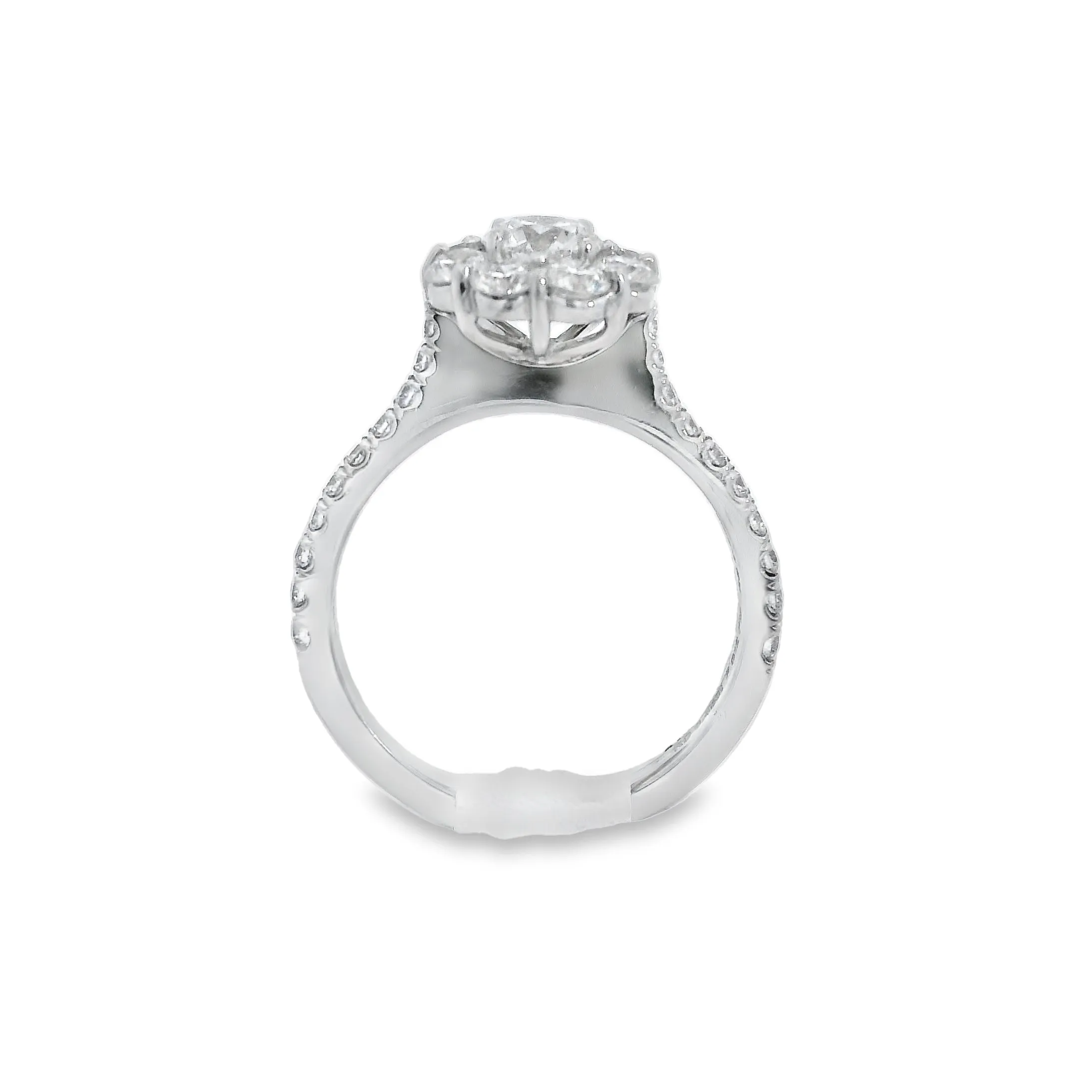 18K White Round Diamond 1.34Ct Halo Engagement Ring