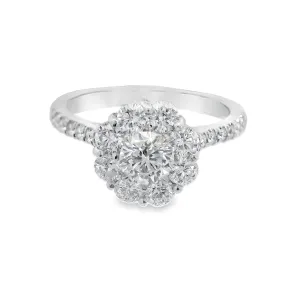 18K White Round Diamond 1.34Ct Halo Engagement Ring