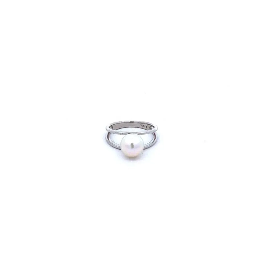 9ct White Gold Akoya Pearl Ring