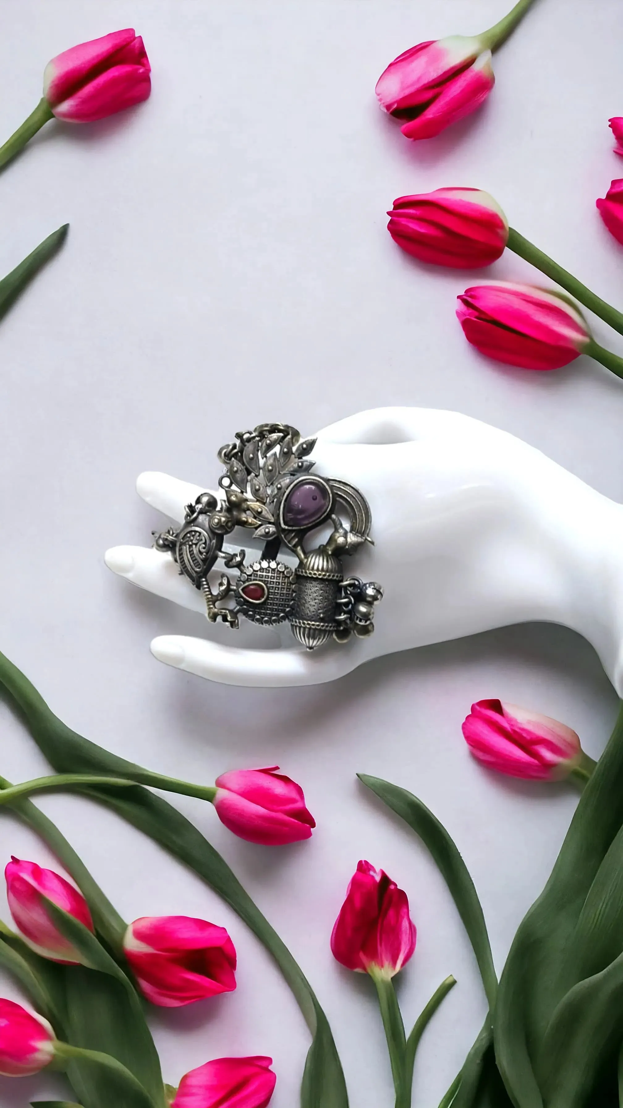 Abani Silver Lookalike Oxidised Fusion Ring