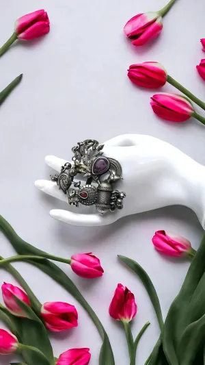 Abani Silver Lookalike Oxidised Fusion Ring