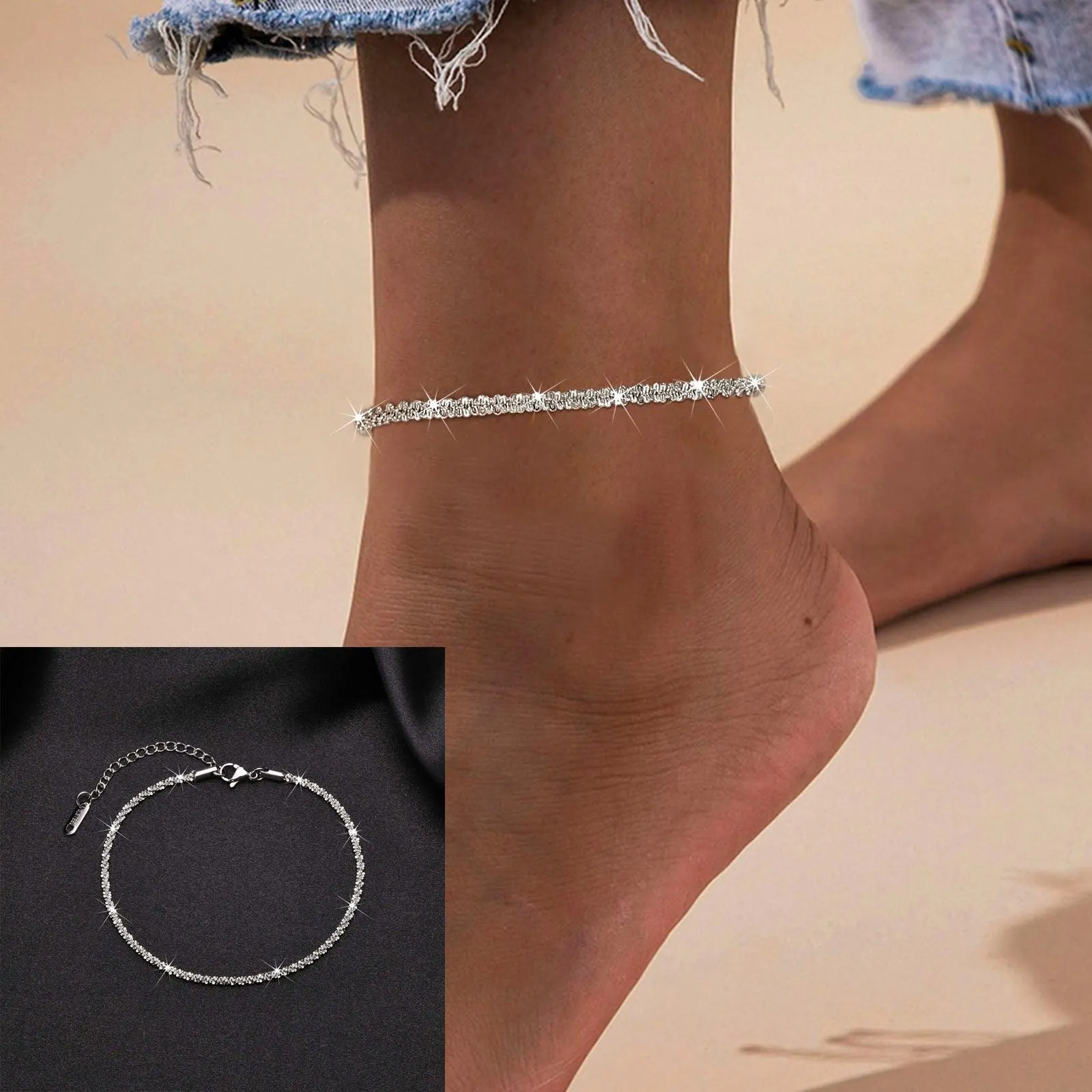 Adjustable Summer Beach Snake Chain Anklet