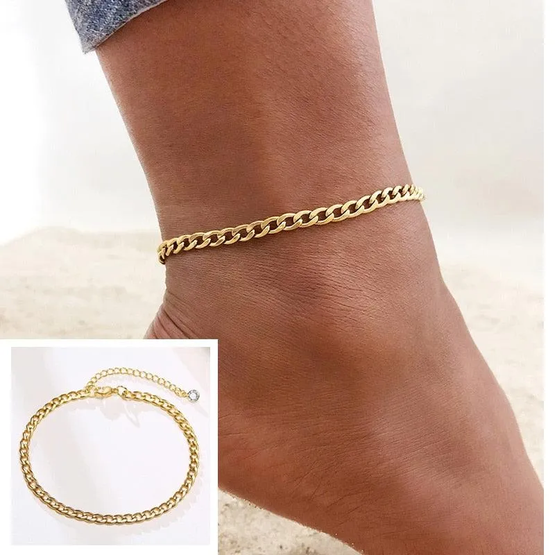 Adjustable Summer Beach Snake Chain Anklet