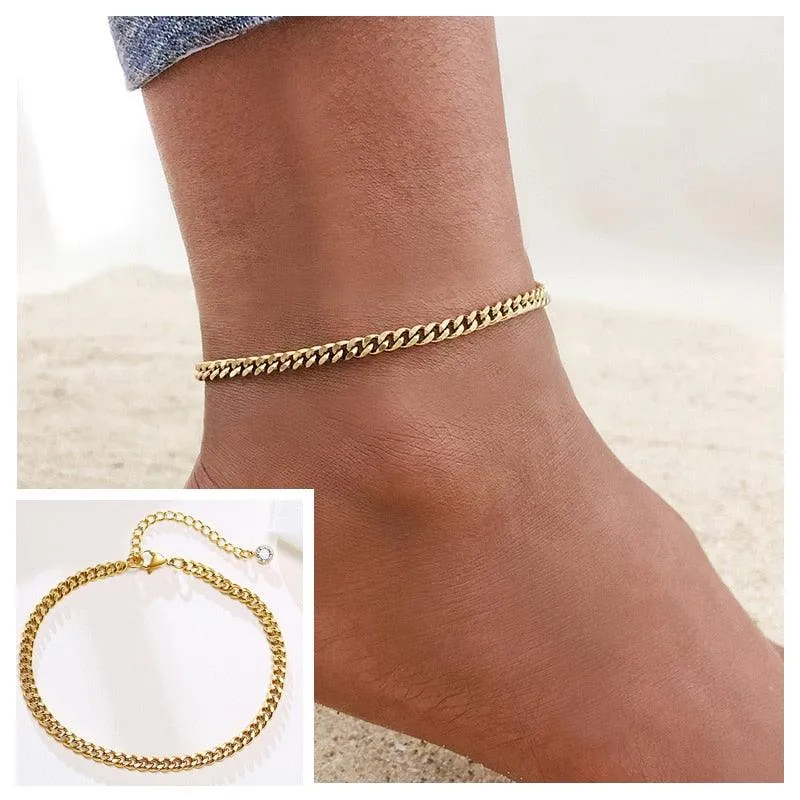 Adjustable Summer Beach Snake Chain Anklet