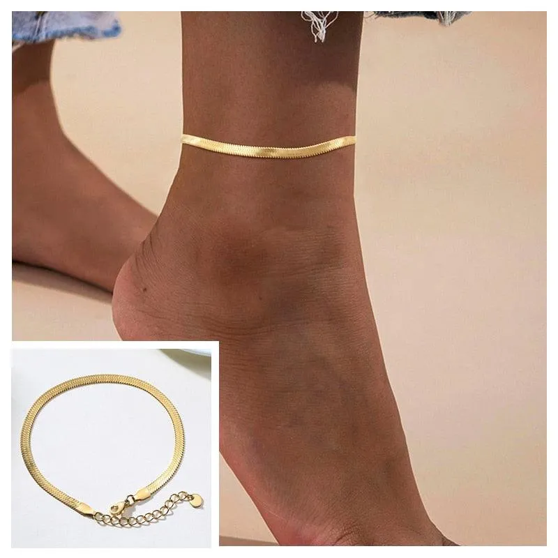 Adjustable Summer Beach Snake Chain Anklet
