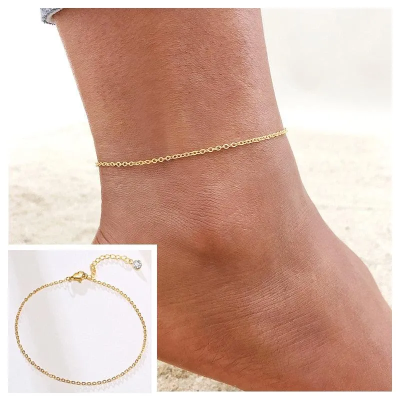 Adjustable Summer Beach Snake Chain Anklet