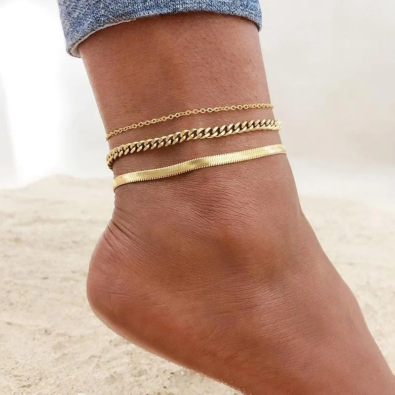 Adjustable Summer Beach Snake Chain Anklet