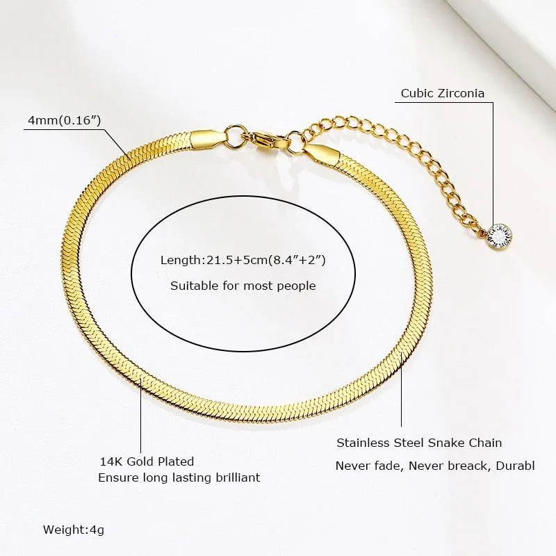 Adjustable Summer Beach Snake Chain Anklet