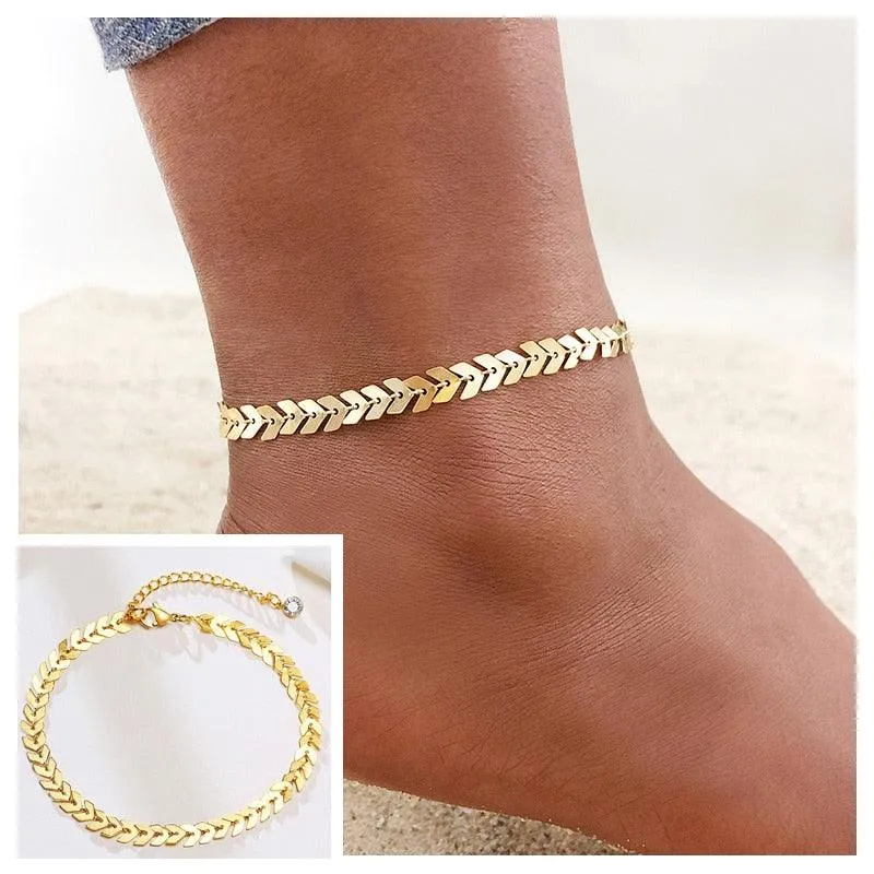 Adjustable Summer Beach Snake Chain Anklet