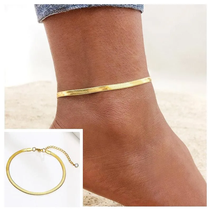Adjustable Summer Beach Snake Chain Anklet