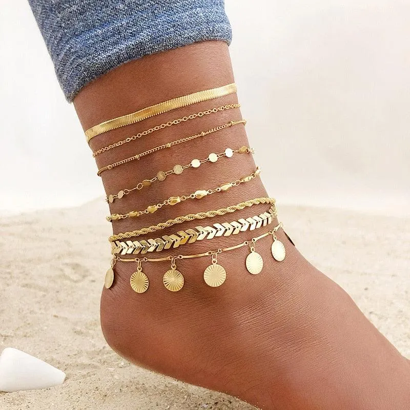 Adjustable Summer Beach Snake Chain Anklet
