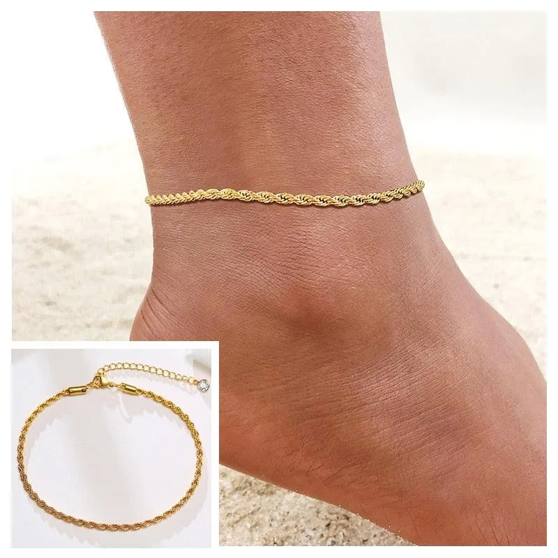 Adjustable Summer Beach Snake Chain Anklet