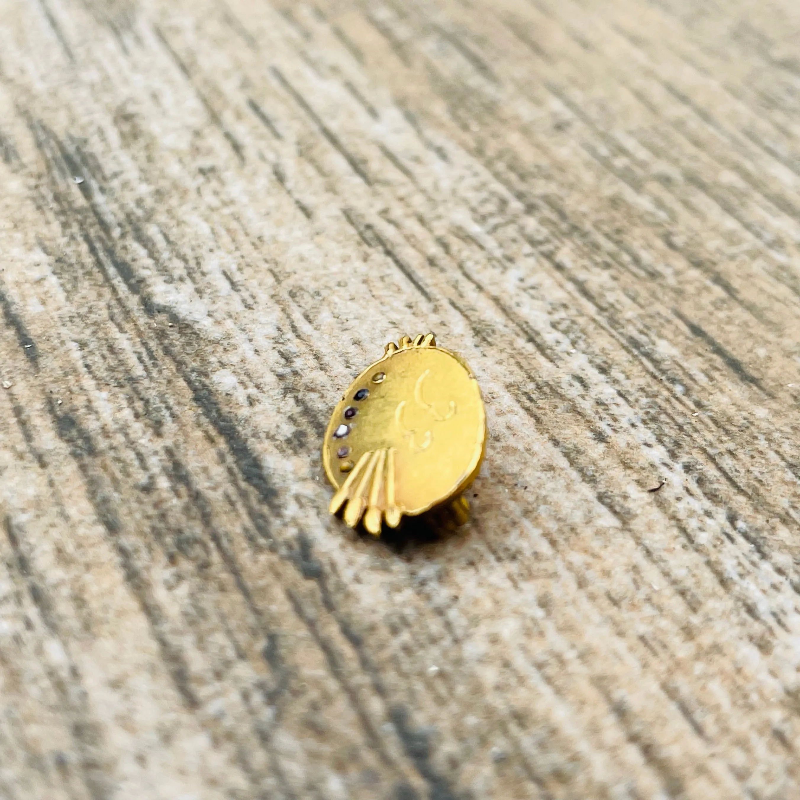 Antique 14K Yellow Gold 585 Gem Stone Number 33 Degree Masonic Brooch Pin 1.0g