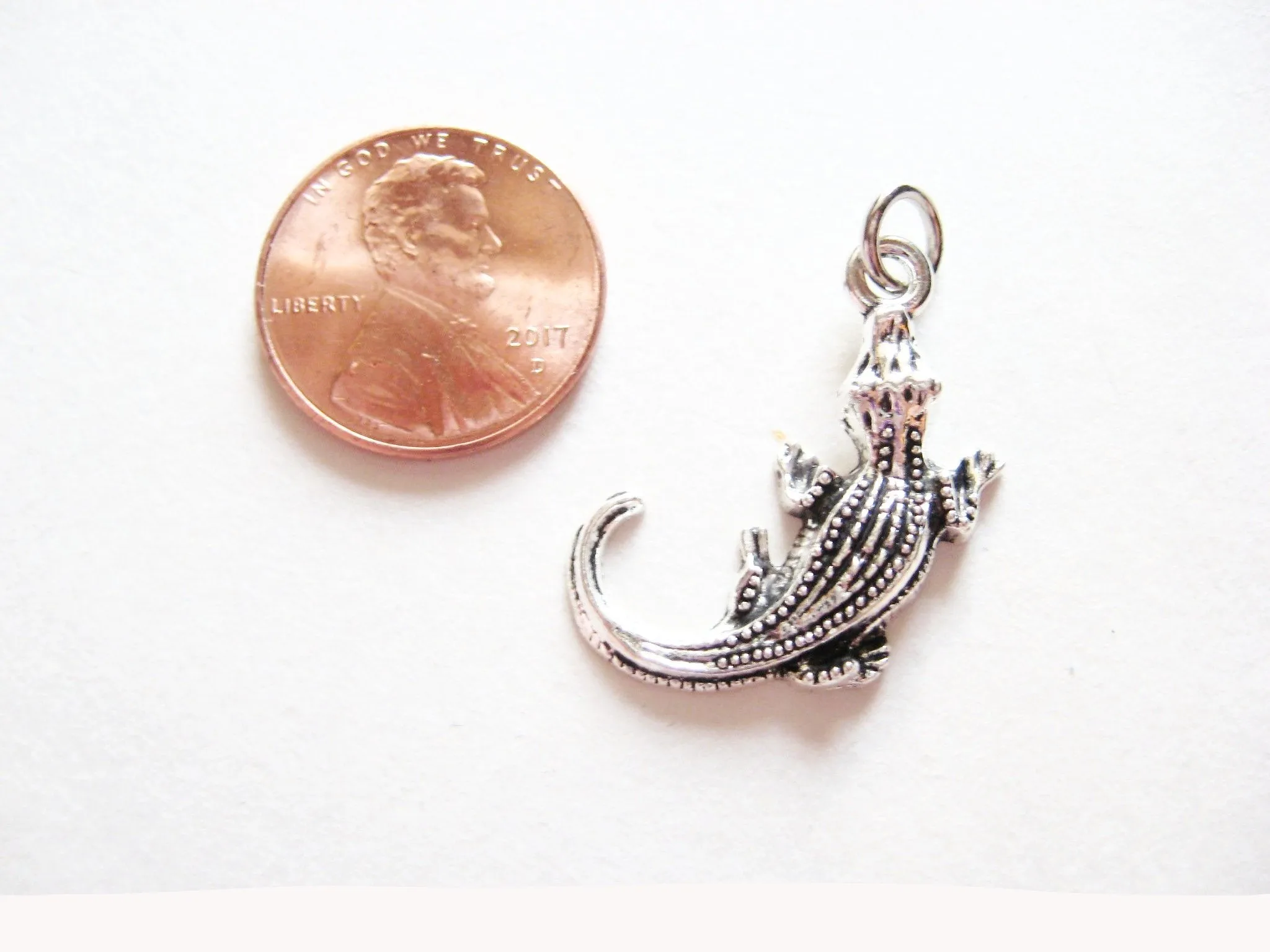 Antique Silver Alligator / Crocodile Pendant Charms