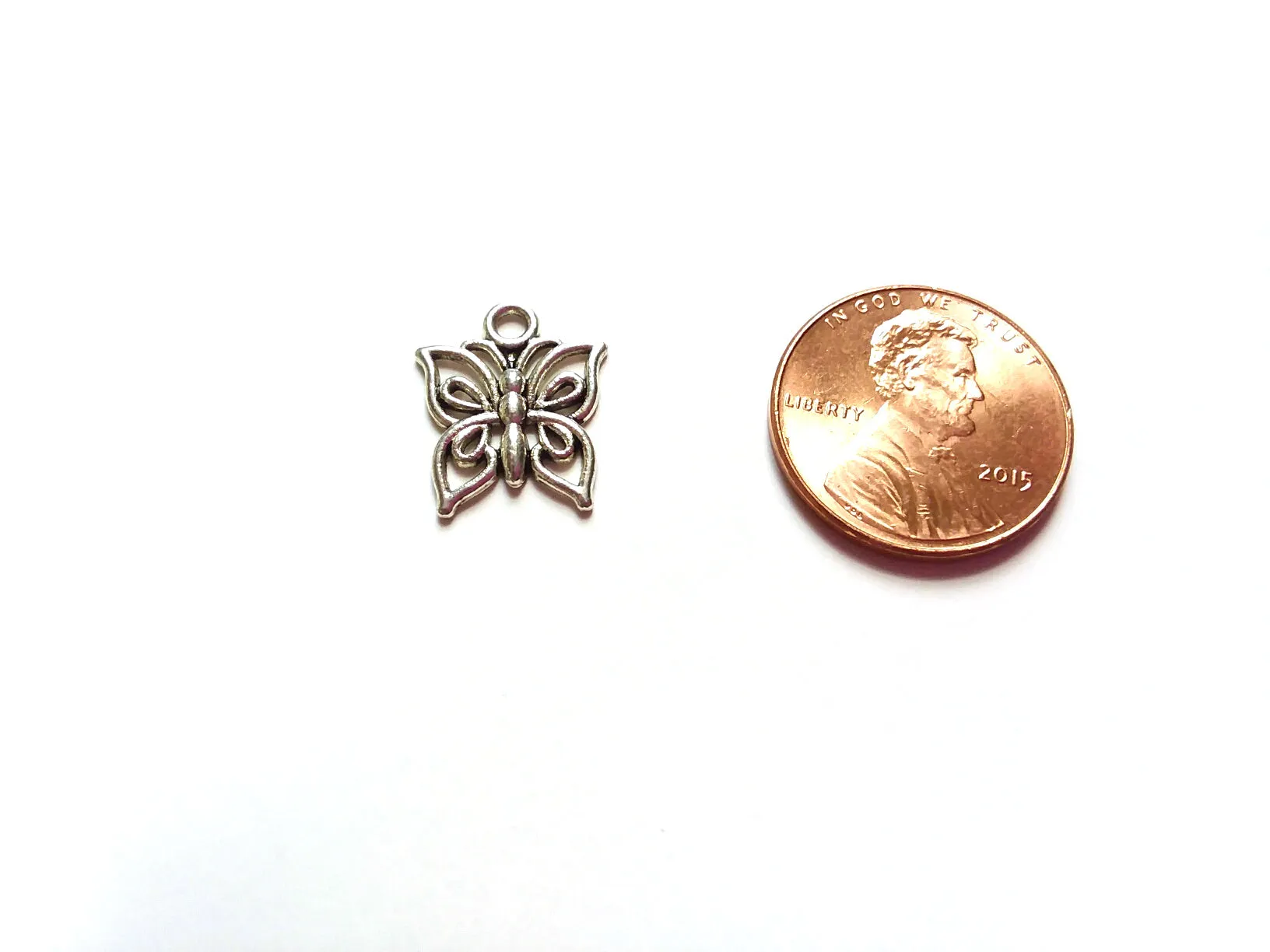 Antique Silver Butterfly Pendant Charms (Jumprings Included)