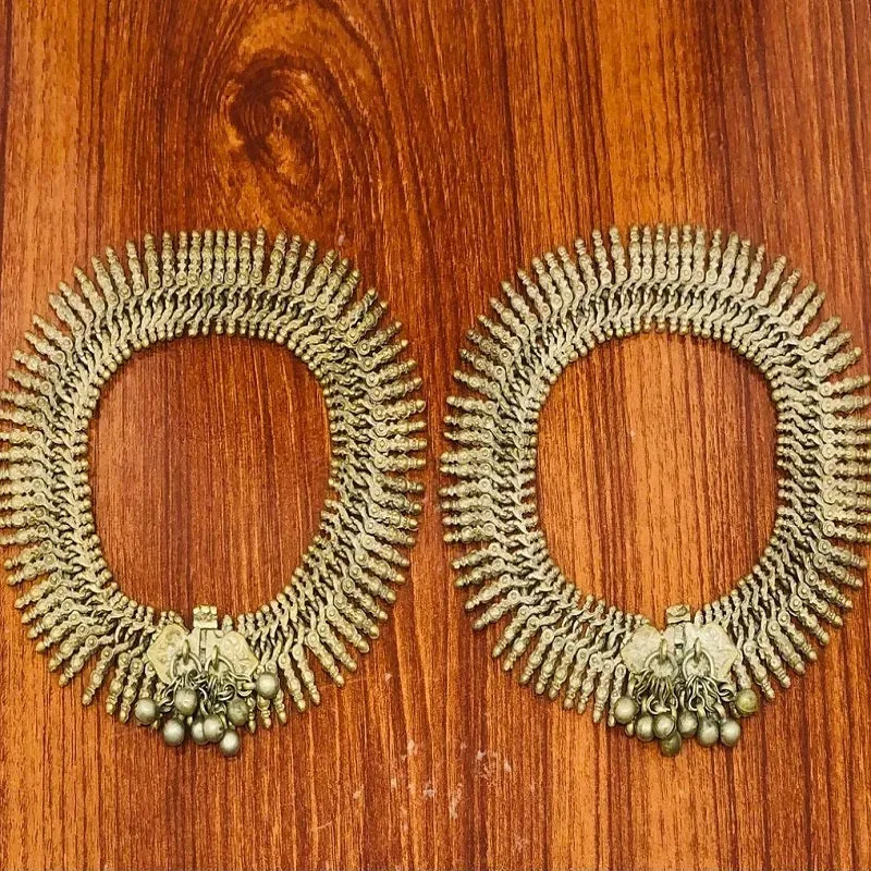 Antique Tribal Rustic Vintage Anklet Pair