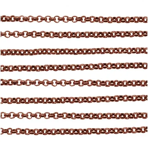 Antiqued Copper Plated Rolo Chain, 2mm, by the Foot