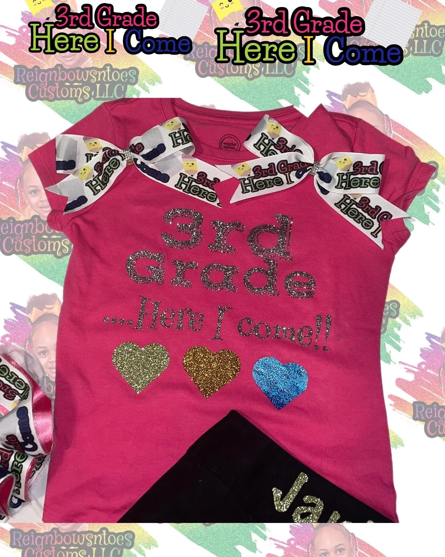 Back to school skirt set, Pleated skirt set, 3rd Grade here I come