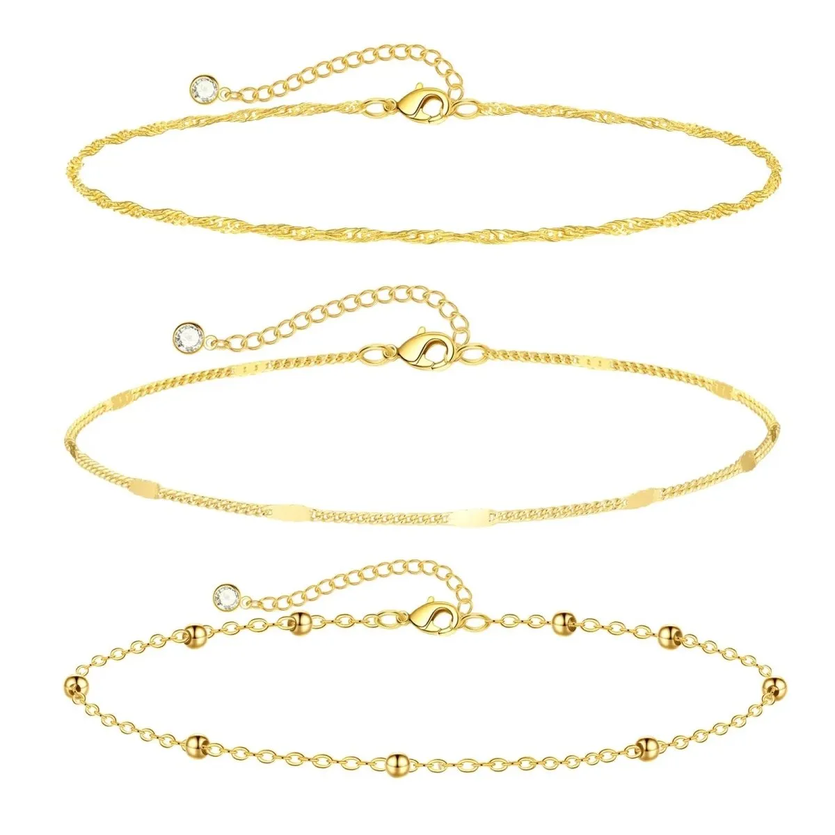 Bead Twisted Rope Anklets Stack