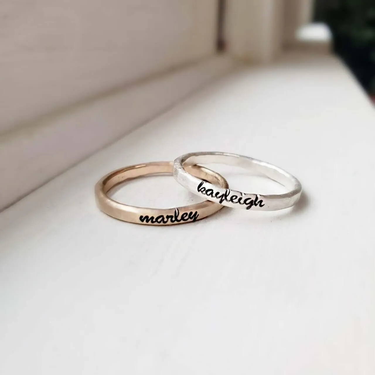 Bold Cursive Name Ring