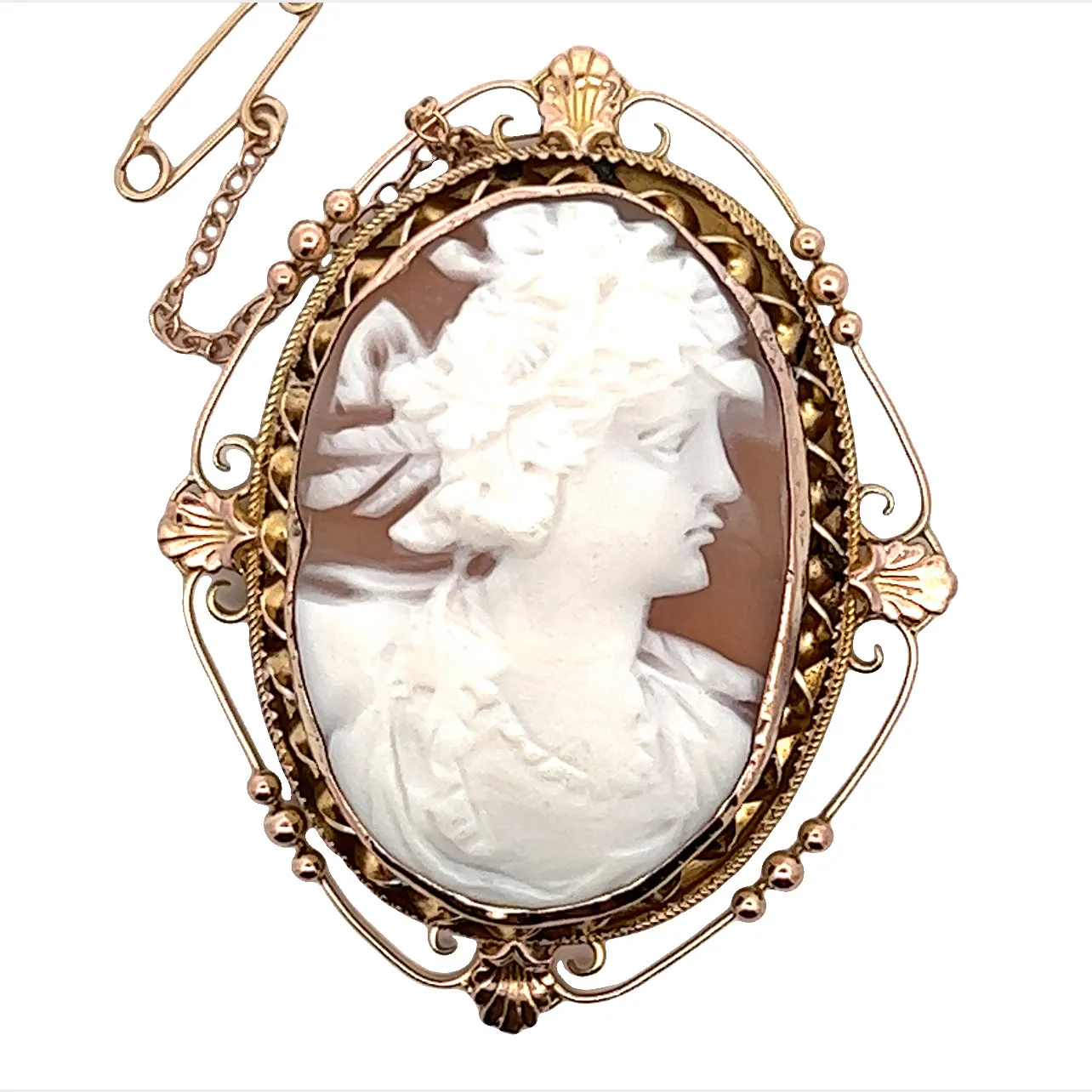 Cameo 9ct Yellow Gold Vintage Brooch