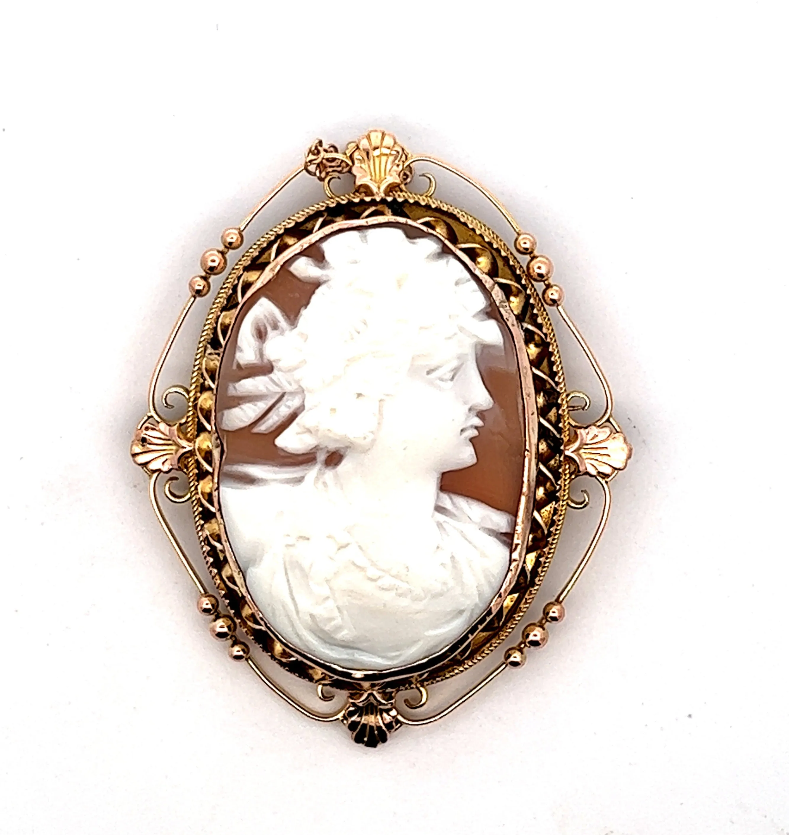 Cameo 9ct Yellow Gold Vintage Brooch