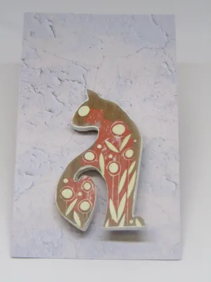 Cat Brooch with Orange Colouring