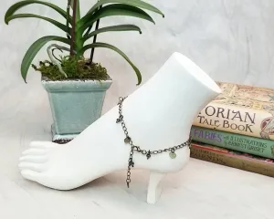 Chain Anklet or Bracelet in Black, Adjustable, Beach, Boho, Bohemian, Steampunk, Choice of Colors and Metals