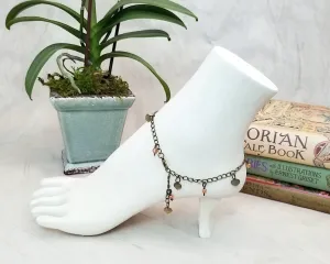 Chain Anklet or Bracelet in Matte Gold, Adjustable, Beach, Boho, Bohemian, Steampunk, Choice of Colors and Metals