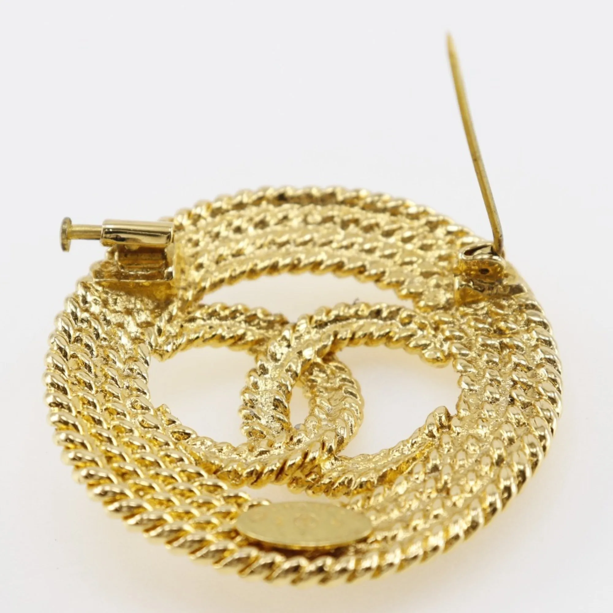 CHANEL Cocomark Brooch Chain Vintage Gold Plated 28 Ladies