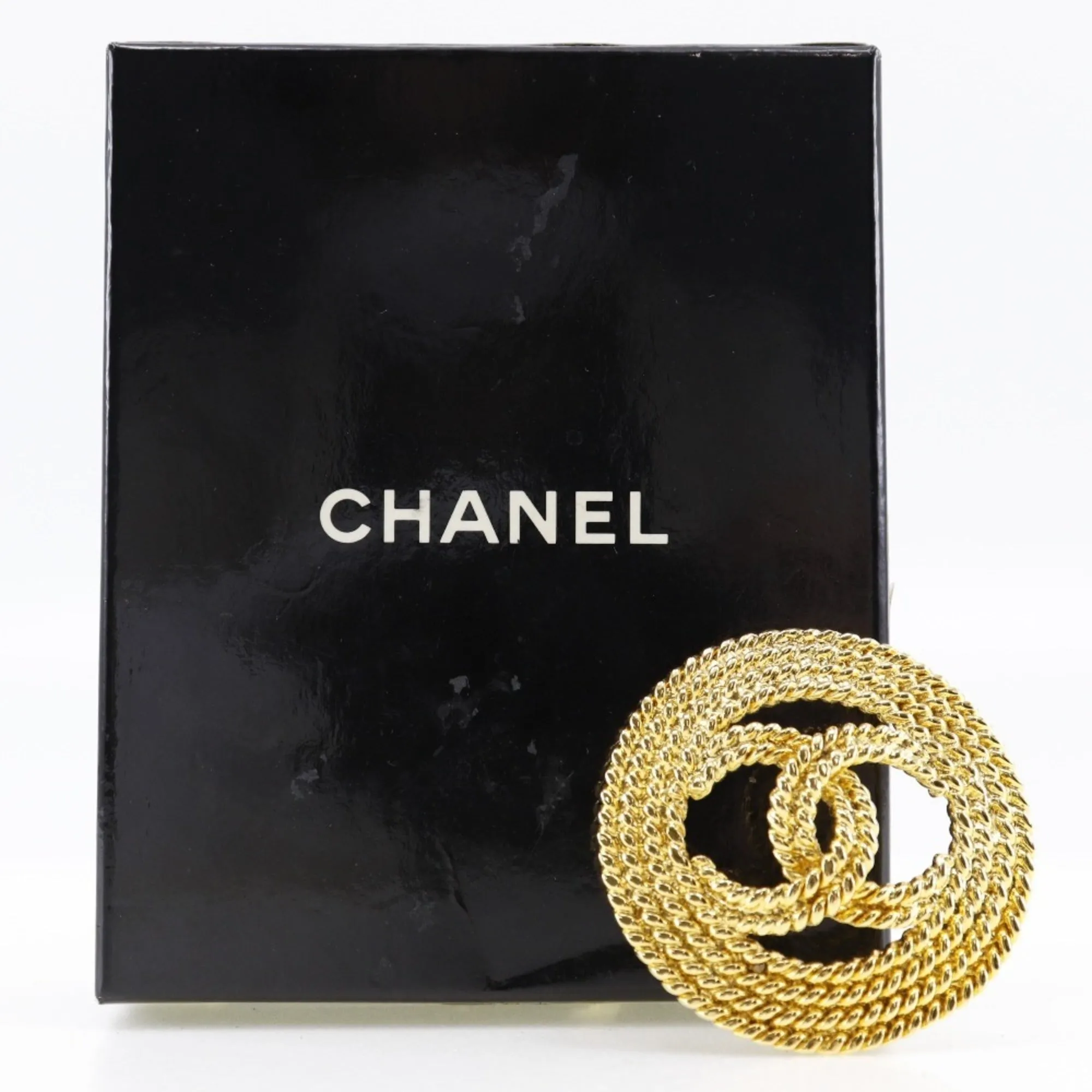 CHANEL Cocomark Brooch Chain Vintage Gold Plated 28 Ladies