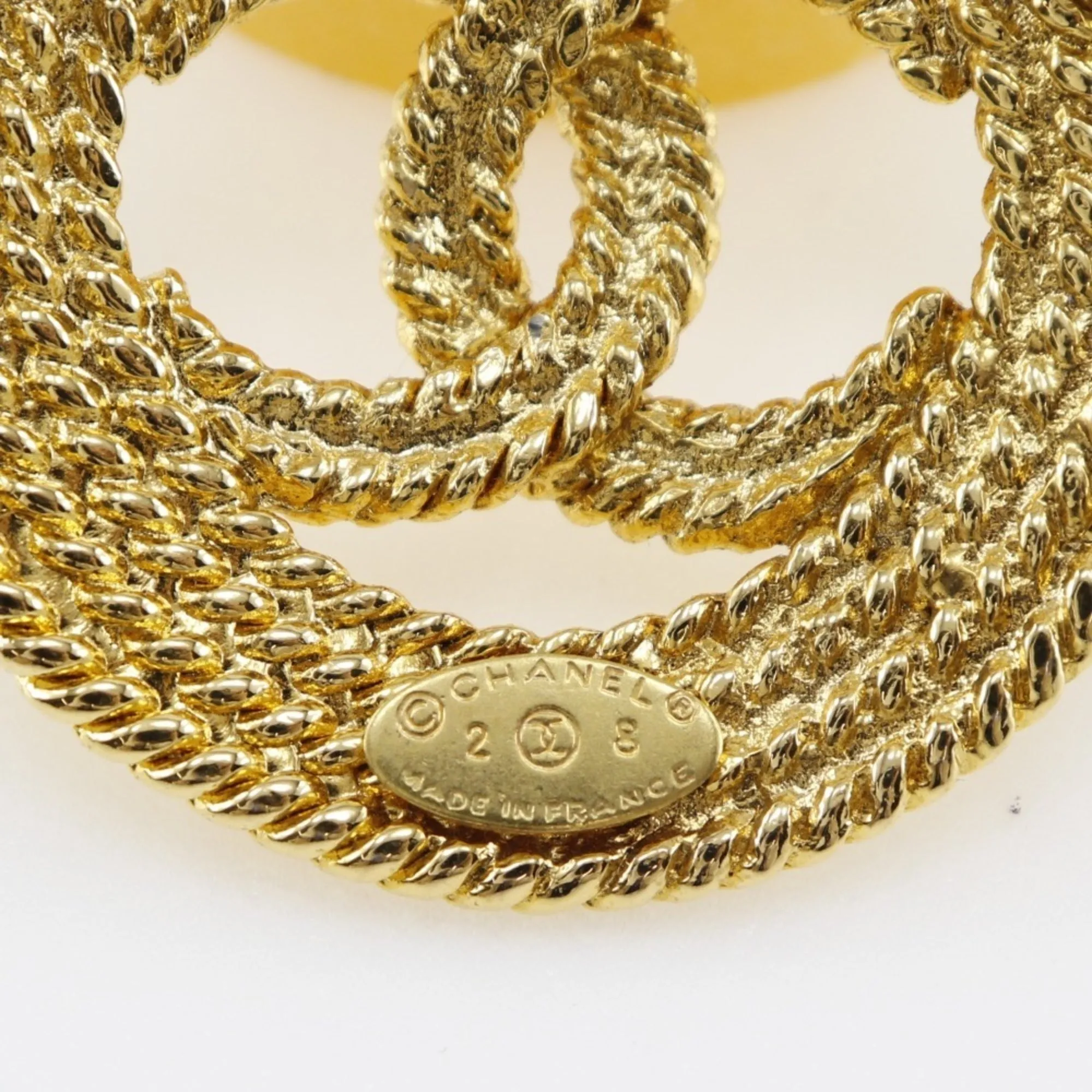 CHANEL Cocomark Brooch Chain Vintage Gold Plated 28 Ladies