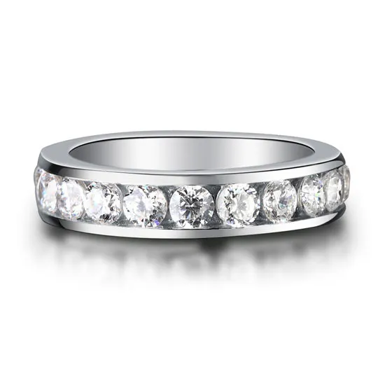 Channel Setting Created Diamond 925 Sterling Silver Eternity Band Wedding Anniversary Ring XFR8004