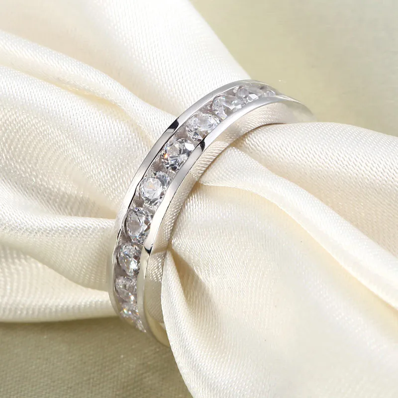 Channel Setting Created Diamond 925 Sterling Silver Eternity Band Wedding Anniversary Ring XFR8004