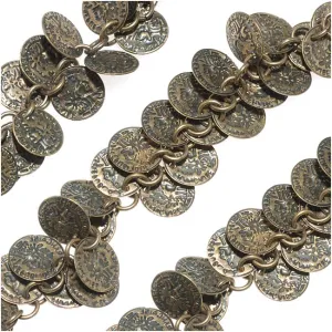 Charm Chain, Coin 10mm, Antiqued Brass, Cut to Order, by the Inch
