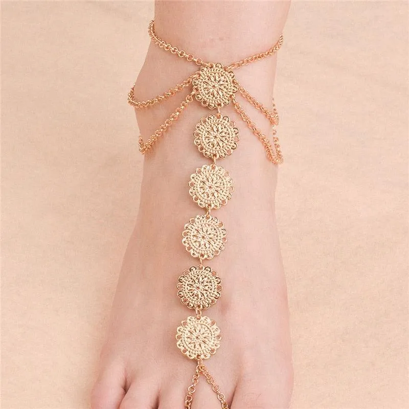 Coin Pendant Chain Ankle Bracelet